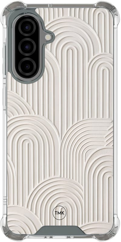 Shockproof hoesje geschikt voor Samsung Galaxy A56 - Sand curves - Schokbestendig - Verhoogde randen - TPU case - Extra Sterke Back Cover - Geometrisch patroon - Transparant, Beige