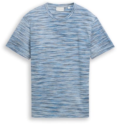 Tom Tailor - Piqué T-shirt in gemêleerde look - Maat XXL - blue white spacedye pique