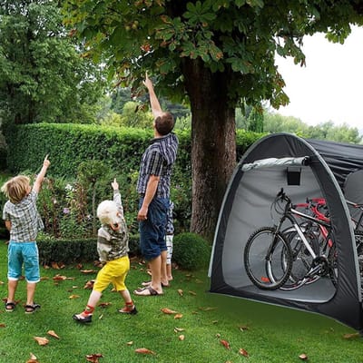 Fietshoezen Opslag Tent - Buiten Fietsopslag - Bescherming Fietsen - Ruim Formaat - 4-5 Fietsen - Zwart