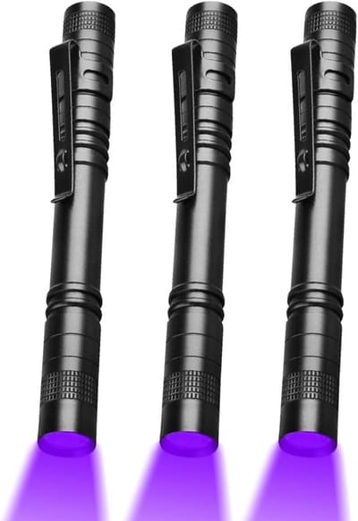 UV zaklamp - Mini LED - Vlekken opsporen - Draagbaar waterdicht ontwerp - 3 stuks - Zwart