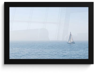 Poster in lijst - Fotolijst 30x20 cm - Posters - Horizon - Zeilboot - Zee - Posterlijst zwart - Decoratie - Wanddecoratie woonkamer - Muurdecoratie slaapkamer