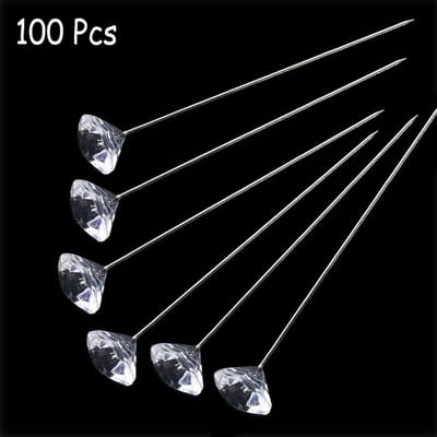 Boeket Spelden - Bloem Decoratie Pinnen - Bruiloft Ambacht - Kristallen Diamant Kop - 100 Stuks - Transparant