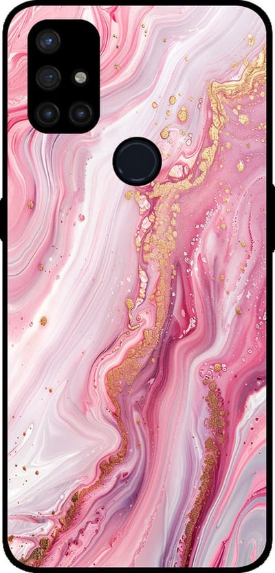 Smartphonica Telefoonhoesje Geschikt voor OnePlus Nord N10 5G met marmer opdruk - TPU backcover case marble design - Roze geschikt voor OnePlus Nord N10 5G