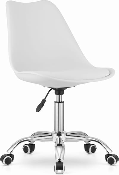 ALBA Bureaustoel Wit, Ergonomisch Design, Verstelbare Zithoogte, Chrome Basis. Perfect voor Kinderkamer of Kantoor. Max. 110 kg