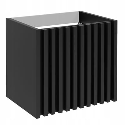 STAMAR - Badkamerkast 60 cm zwart mat met 3D lamellenfront - Hangende wastafelonderkast - MDF - Zonder wastafel en blad