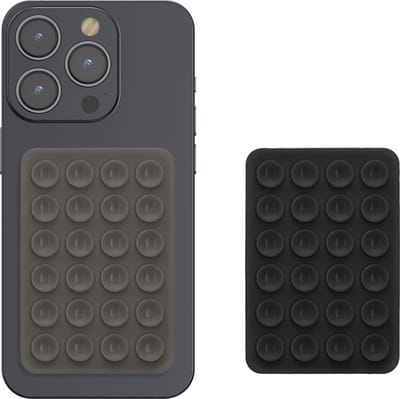 kwmobile 2x silicone zuignap telefoonhouder universeel - Zelfklevende telefoon houder - 5,5 x 8 cm - Geschikt voor iPhone en Android in zwart / donkergrijs