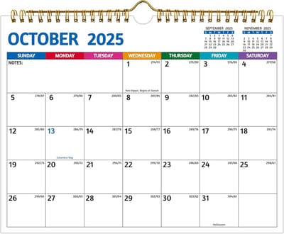 Wandkalender 21 Maanden 2025 - 2026 Compact en Kleurrijk