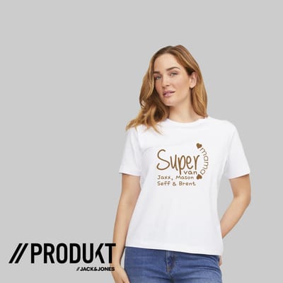 T-shirt Mama - Persoonlijk cadeau voor Mama met naam -Maat S -Kleur Wit- graag gelijk de naam doorgeven na je bestelling - Leuke cadeau voor Moederdag