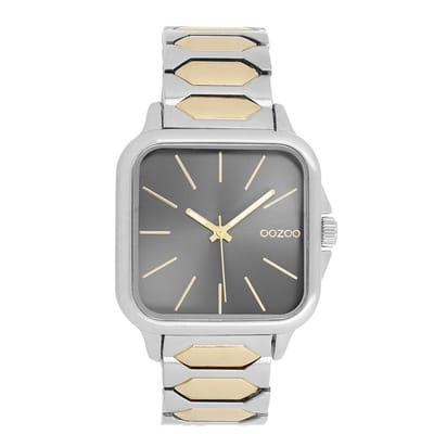 OOZOO Timepieces - Zilverkleurige horloge met zilverkleurig/gouden roestvrijstalen armband - C11604