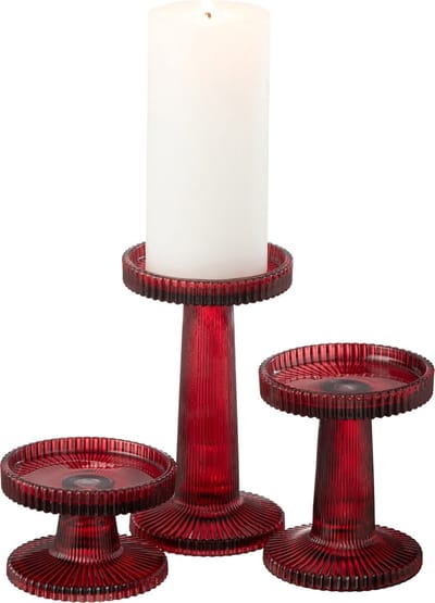 J-Line kaarshouder Nelly - glas - rood - 3 stuks