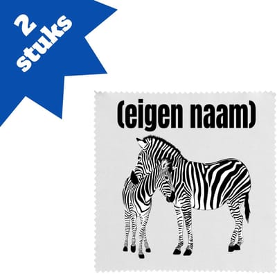 Akyol - 2 zebra's brillendoekjes - Dierentuin - zebra liefhebbers - met eigen naam - zebra spullen - gepersonaliseerd - 17,8 bij 17,8 cm - 2 stuks