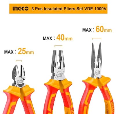 3 Stuks 1000V VDE Geïsoleerde Tang Set - Combinatietang, Lange Neus Tang en Diagonale Snijtang