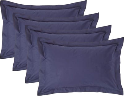 Homescapes Kussensloop 50x75 cm met Rand (Oxford) Set van 4 – Marineblauw – 100% Egyptisch Perkal Katoen – 200 TC
