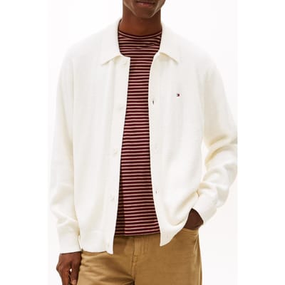 Tommy Hilfiger Textured Polo Cardigan Ivory Petal Taglia: XS | Cardigan Outlet | Uomo | Bianco