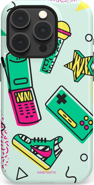 Casetastic Hoesje Geschikt voor Apple iPhone 15 Pro Magsafe - Stijlvolle Beschermende Duo-layer Case - Retro 80s sneaker