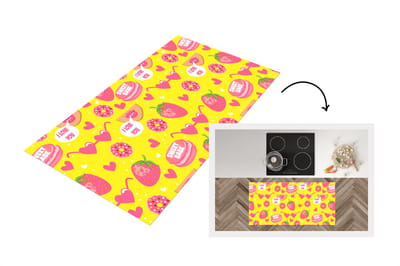 Keukenloper - Loper keuken - Eten - Patroon - Roze - 120x60 cm - Keukenloper vinyl