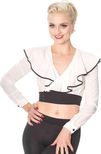 Dancing Days - CLASSY DAME WRAP Crop top - S - Wit/Zwart