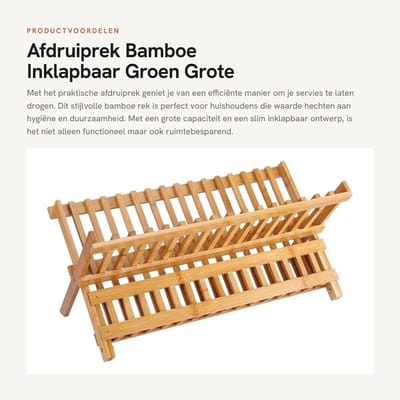 Dailygoods- Afdruiprek grote capaciteit - Inklapbaar - Bamboe - 45 x 19 x 21 cm - Veilig en gezond - Twee niveaus - Afwasrek