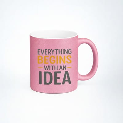 Roze Koffiemok - Alles begint met een idee - Inspirerende Design Mok