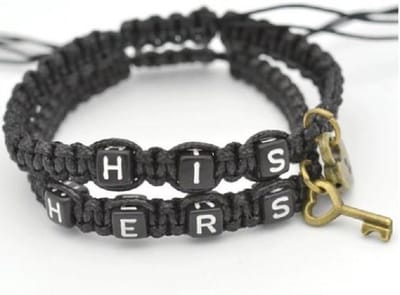Couple bracelets | His lock, hers key | zwart | relatie kado | armbandenset