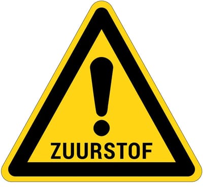 Zuurstof waarschuwingsbord | gecoat dibond materiaal | 15 cm