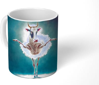 Mok - Koffiemok - Koe - Kroon - Ballet - Blauw - Roze - Kinderen - Mokken - 350 ML - Beker - Koffiemokken - Theemok