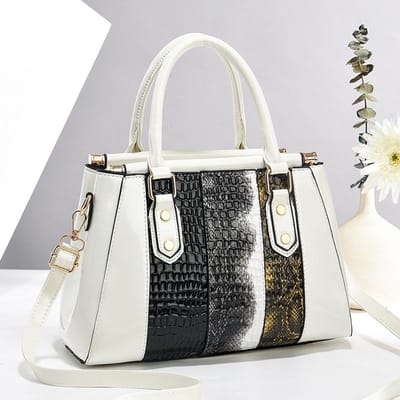 Nieuwe Gesplitste Alligatorpatroon Handtas Kleurblok Hoge Waarde Schoudertas Meerlaags Grote Capaciteit Mode Crossbody Tas ， gray