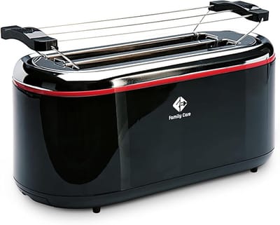 Thuys Broodrooster voor 4 Sneetjes – 2 Lange Sleuven – 1300 W – 7 Roosterstanden – Met Broodjesrek – RVS Behuizing