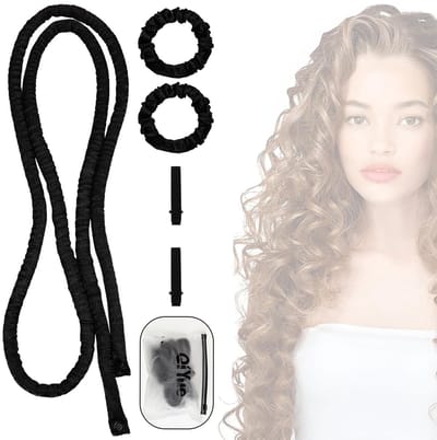 Dailygoods - Heatless Curls Band, hittevrije krulspelden, zwart, warmteloze kleine krulstangen hoofdband, geschikt voor alle haartypes en texturen, schouderlengte of langer haar, optimale resultaten.
