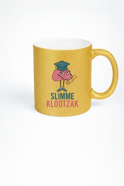 Slimme Klootzak Gouden Glitter Mok - Uniek Cadeau voor Studenten en Slimmeriken