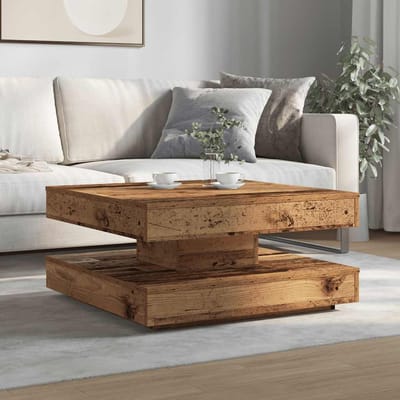 vidaXL - Salontafel - 360 - graden - draaibaar - 70x70x34,5 - cm - oud - houtkleurig