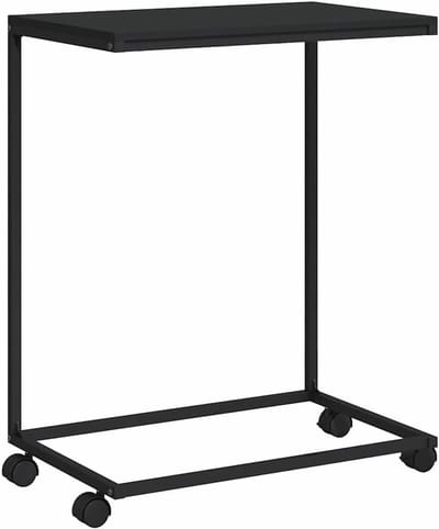 Bijzettafel met wieltjes - Salontafel woonkamer - Praktisch interieur - C-vormig ontwerp - 55x35x70 cm - Zwart