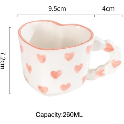 Creatieve schattige meisjesachtige Hartvormige Koffiekop met Schotel Handbeschilderd Liefde Keramiek Mok Afternoon theekopjes meisje Festival Cadeaus 200-400ml white