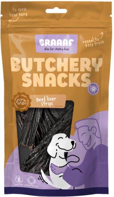 Braaaf Hondensnack Butchery Beef Liver Strips - 10 x 150 gr - Voordeelverpakking