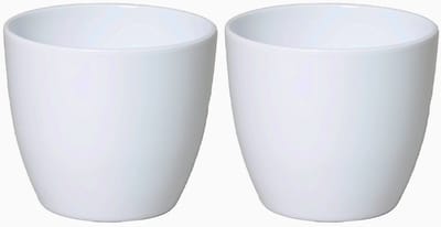 Floran Plantenpot - 2x - wit - glanzend - keramiek - 13 x 12 cm - plantenpotten binnen