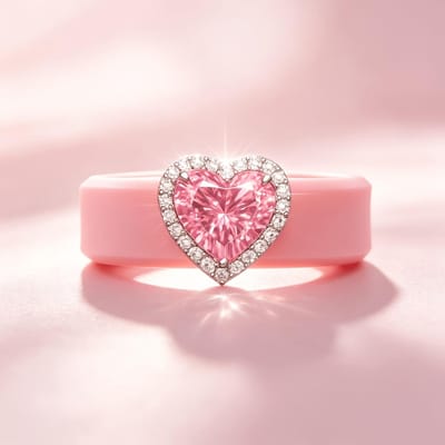 Elegante Roze Siliconen Ring Sprankelend Roze Hart Zirkonia, Lichtgewicht Krasbestendig Stapelbare Valentijnsdag Cadeau Ring Voor Meisjes 8 pink