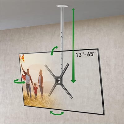 Kantelbare TV Plafondbeugel voor 13-65 inch TV's - Hoogte verstelbaar, Sterk tot 40 kg, Geschikt voor LED OLED LCD