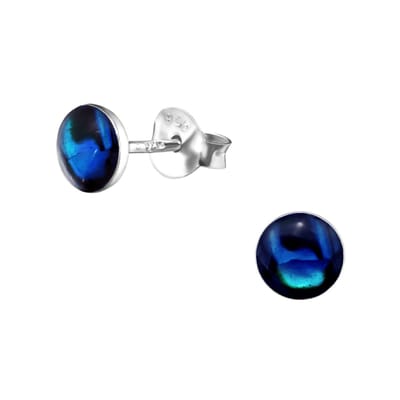 Aramat Jewels | Oorbellen | Zilveren Blauwe Abalone Oorbellen 5.5 mm | | | |5mm | Zilver | Volwassenen | Verkleurd niet