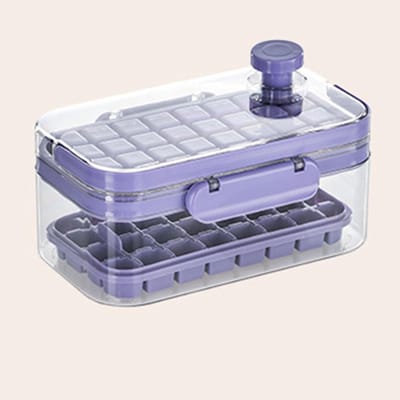 Siliconen ijsblokjesvorm met deksel, eenvoudig te gebruiken voor het maken van ijsblokjes, inclusief schep en container voor drankjes en cocktails