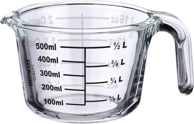 Westmark meetkan, vulvolume: 0,5 l, ovenbestendig, magnetronbestendig, vriesbestendig, borosilicaatglas, transparant/zwart, 30622260