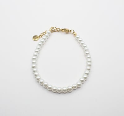 Colure® armband glasparels 4mm white goud