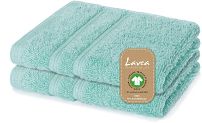 Lavea® 2 Wasdoekjes 30x30 cm van 100% biologisch katoenen badstof, zacht en absorberend, voor thuis, hotel en spa – ook ideaal als gezicht- en handdoekje – IJsblauwgroen