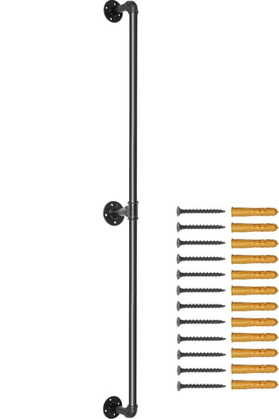 Pijp Trapleuning 1,52 M Leuningen Trappen Binnen Zwart Outdoor Indoor Universele Trapleuning van Koolstofstaal met Matte Afwerking en 200 Kg Draagvermogen Geschikt voor Binnen- en Buitengebruik