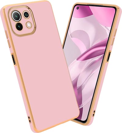 Cadorabo Hoesje geschikt voor Xiaomi Mi 11 LITE (4G / 5G) / 11 LITE NE in Glossy Roze - Goud - Beschermhoes Case Cover van flexibel TPU-silicone en met camerabescherming