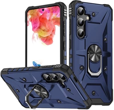 Coverup Hoesje - Geschikt voor Samsung Galaxy S25 Plus Hoesje - Coverup Heavy Duty Ring Kickstand Back Cover - Blauw