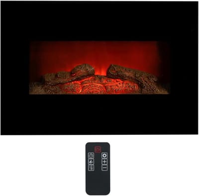 RUX® Sfeerhaard elektrisch - Sfeerhaarden -Sfeerhaard met Schouw-- Gehard Glas - Zwart -12cm x 66cm x 47cm
