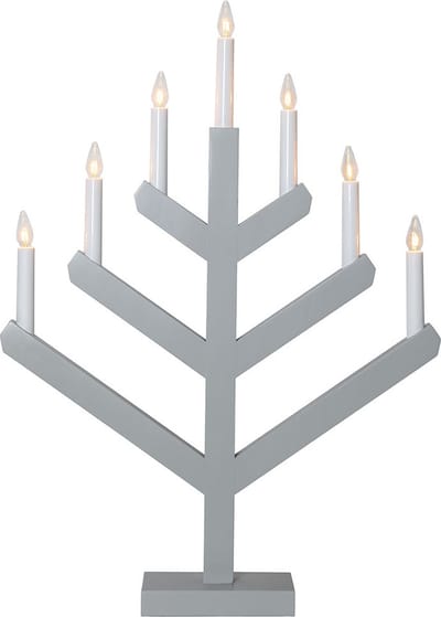 Star Trading kandelaar 'Vinga' van hout, grijs, 7 LED-kaarsen, E10-lamp, H 50 cm, B 32 cm