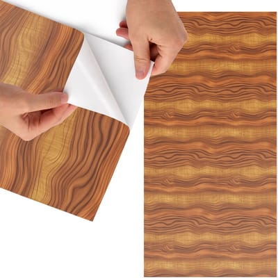 Tulup Meubelfolie - Houten golven Decoratiefolie Zelfklevend - 75x150 cm - Bruin Meubelfolie - Decoratiefolie Zelfklevend - Naturalistisch Meubelfolie - Meubelfolie Zelfklevend - Badkamer decoratie - Texturen