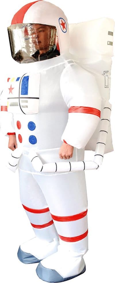 KIMU® Opblaas Kostuum Astronaut - Opblaasbaar pak - Astronautenpak Mascotte Opblaaspak - Opblaasbare Ruimtevaarder Volwassenen Dames Heren Festival