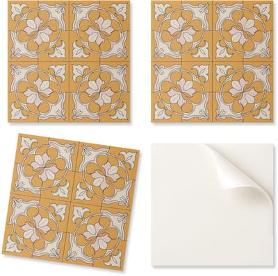 Set vinyltegels met patroon voor de woonkamer, zelfklevend bloemenmozaïekpatroon, 20x20x20 cm